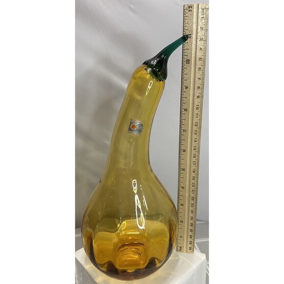 Blenko Handmade Amber & Green Glass Squash Gourd - Picture 6 of 9